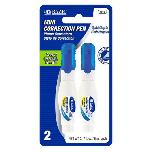 BAZIC 5 mL Metal Tip Mini Correction Pen (2/Pack)