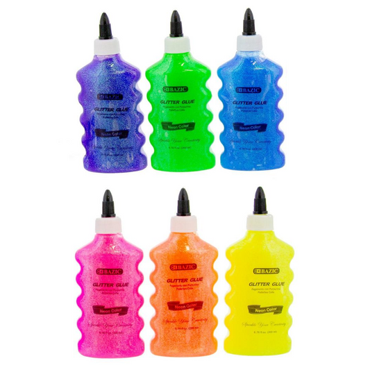 BAZIC 6.76 Oz. (200 mL) Neon Colour Glitter Glue