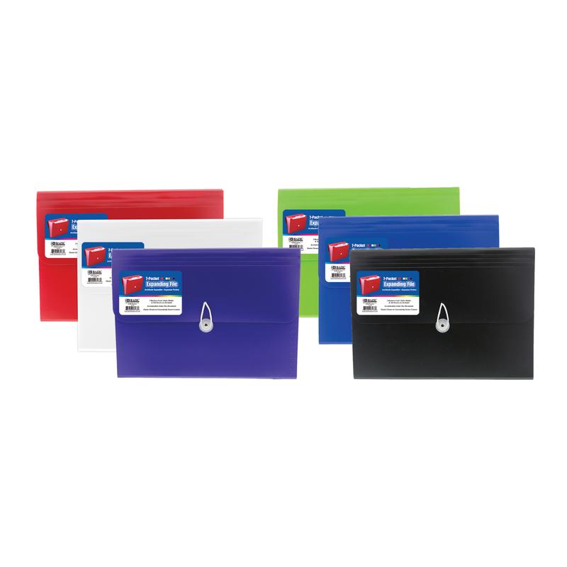 Poly File Capacity BAZIC 7-Pocket Letter Size Poly Expanding File - The Up Shop – Very ...