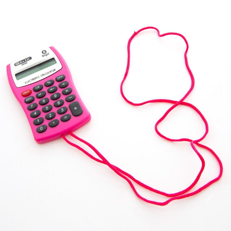 BAZIC 8-Digit Pocket Size Calculator w/ Neck String