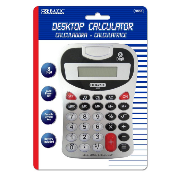 BAZIC 8-Digit Silver Desktop Calculator w/ Tone - The Up Shop – Very ...