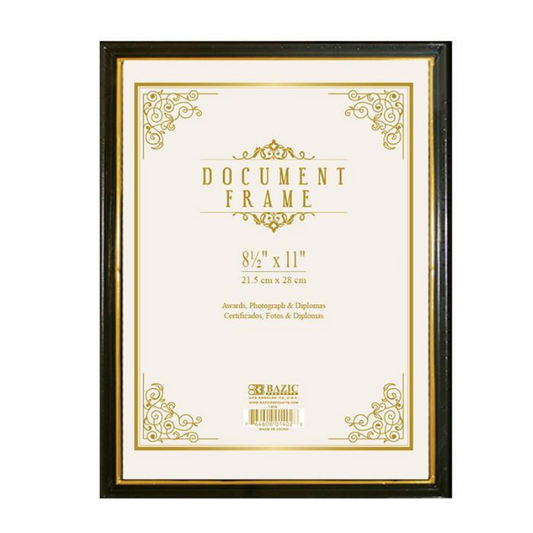 BAZIC 8.5" X 11" Document Frame w/ Gold Border