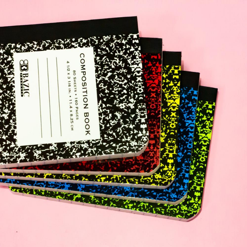 BAZIC 80 Sheets 4.5" x 3.25" Mini Marble Composition Book (2/Pack)