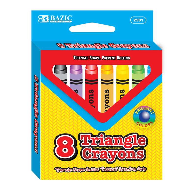 BAZIC Premium Jumbo Triangle Crayons (8/Pack)