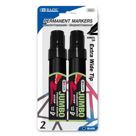 BAZIC 8 mm Jumbo Chisel Tip Permanent Marker (2/Pack)