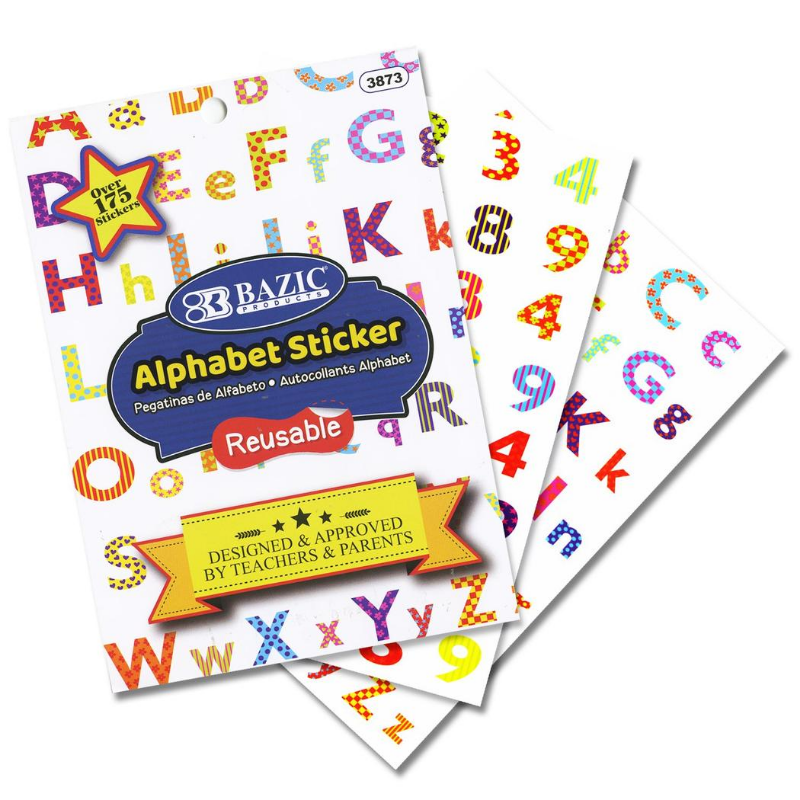 CHECK STOCK  BAZIC Alphabet & Numbers Plastic Sticker Book