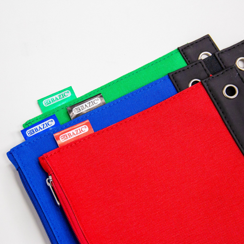 BAZIC Assorted Color 3-Ring Pencil Pouch