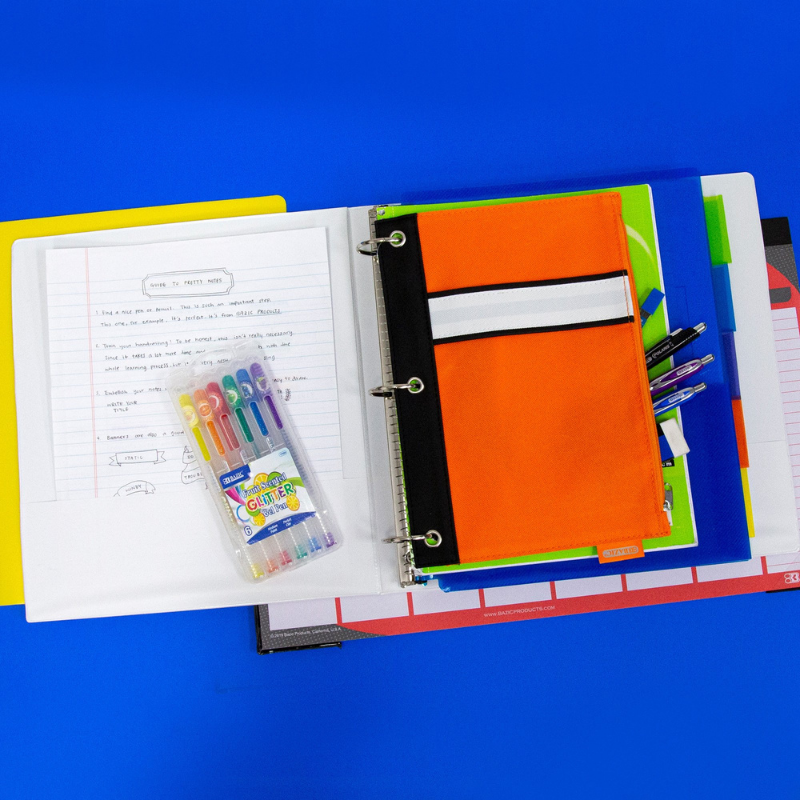 BAZIC Assorted Color 3-Ring Pencil Pouch