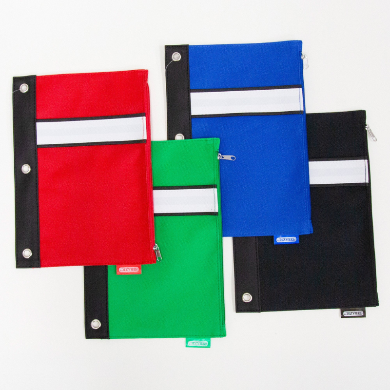 BAZIC Assorted Color 3-Ring Pencil Pouch