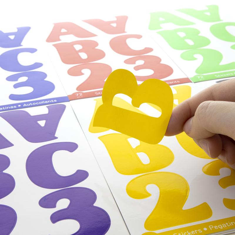 BAZIC 2" Assorted Color Alphabet & Numbers Stickers (10 Sheets)