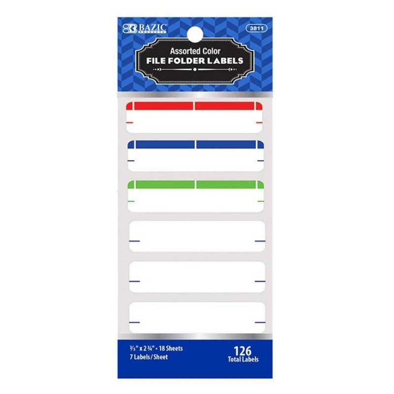 BAZIC Assorted Color File Folder Label (126/Pack)