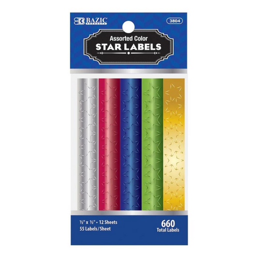 BAZIC Assorted Color Foil Star Label (660/Pack)