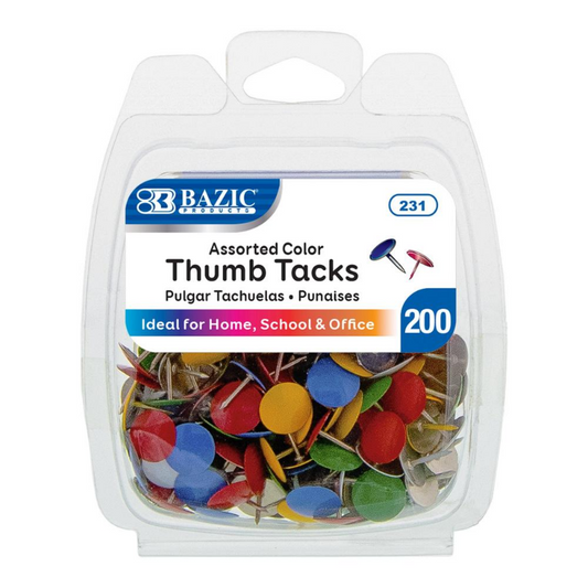 BAZIC Assorted Color Thumb Tack (200/Pack)