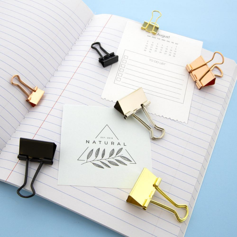 BAZIC Assorted Size Satin Binder Clip (8/Pack)