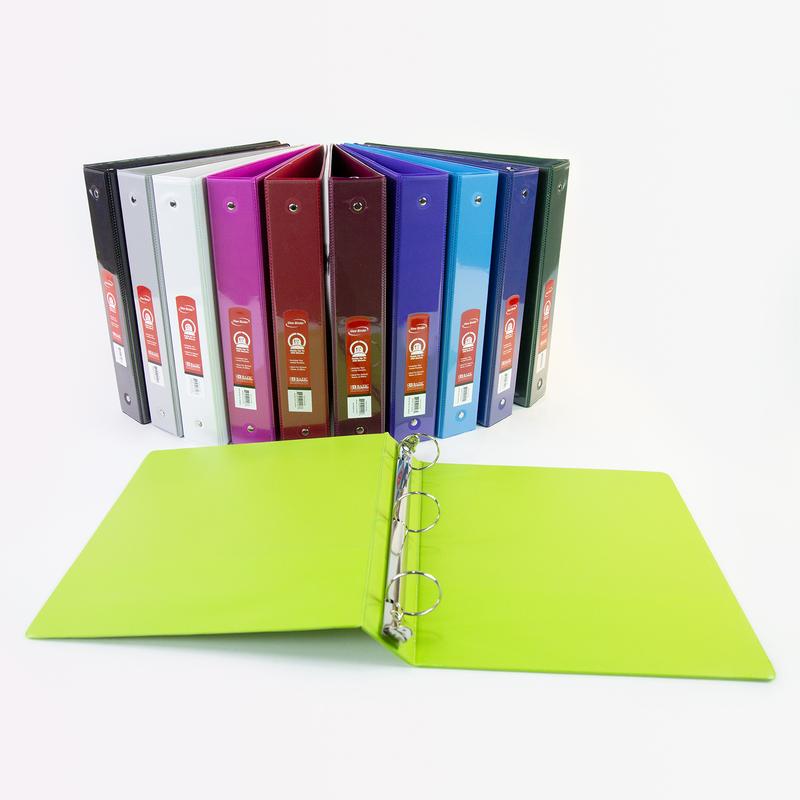 BAZIC 1" Asst. Color 3-Ring View Binder w/ 2-Pockets