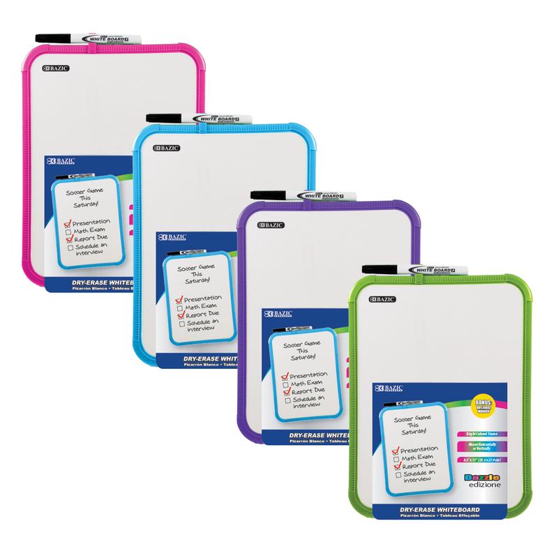 BAZIC Assorted Colour 8.5" X 11" Dry Erase Board w/ Marker