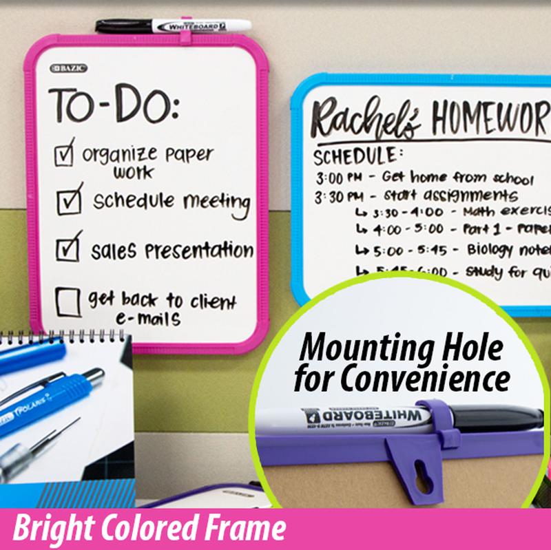 BAZIC Assorted Colour 8.5" X 11" Dry Erase Board w/ Marker