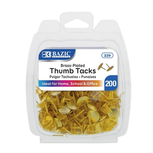 BAZIC Brass (Gold) Thumb Tack (200/Pack)