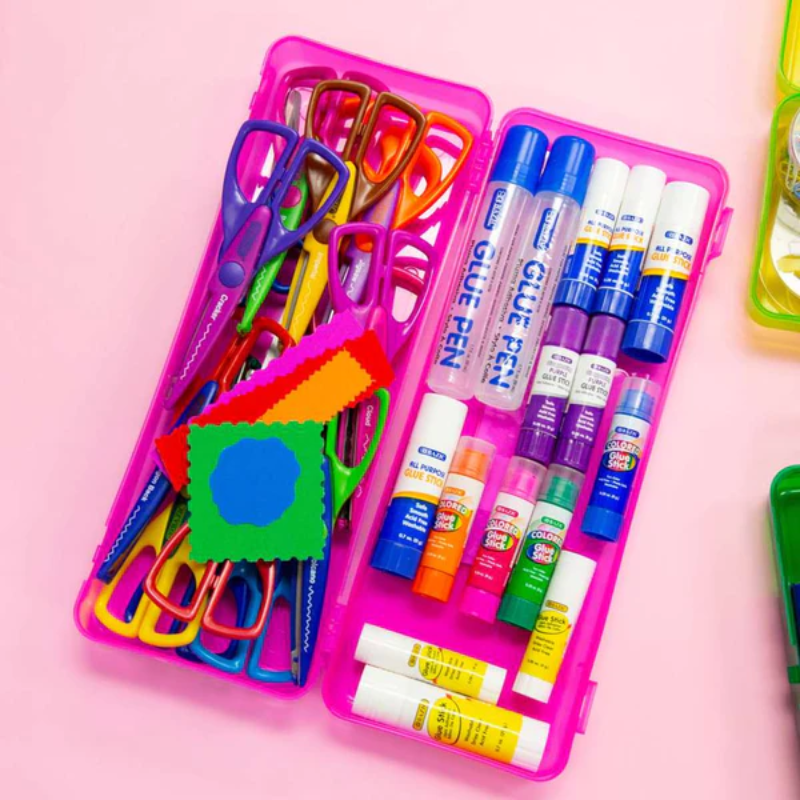 BAZIC Bright Colour Ruler Length Multipurpose Utility Box / Pencil Case