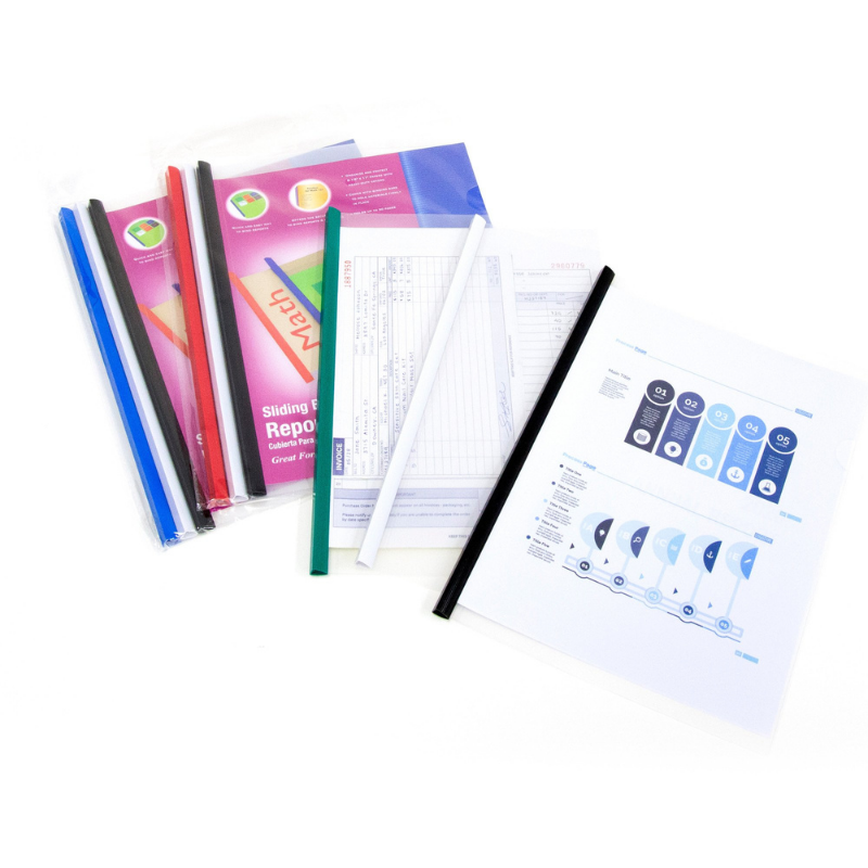 BAZIC Clear Front Report Covers w/ Sliding Bar (3/Pack)
