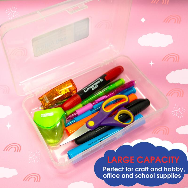 BAZIC Clear Plastic Multipurpose Utility Box / Pencil Case