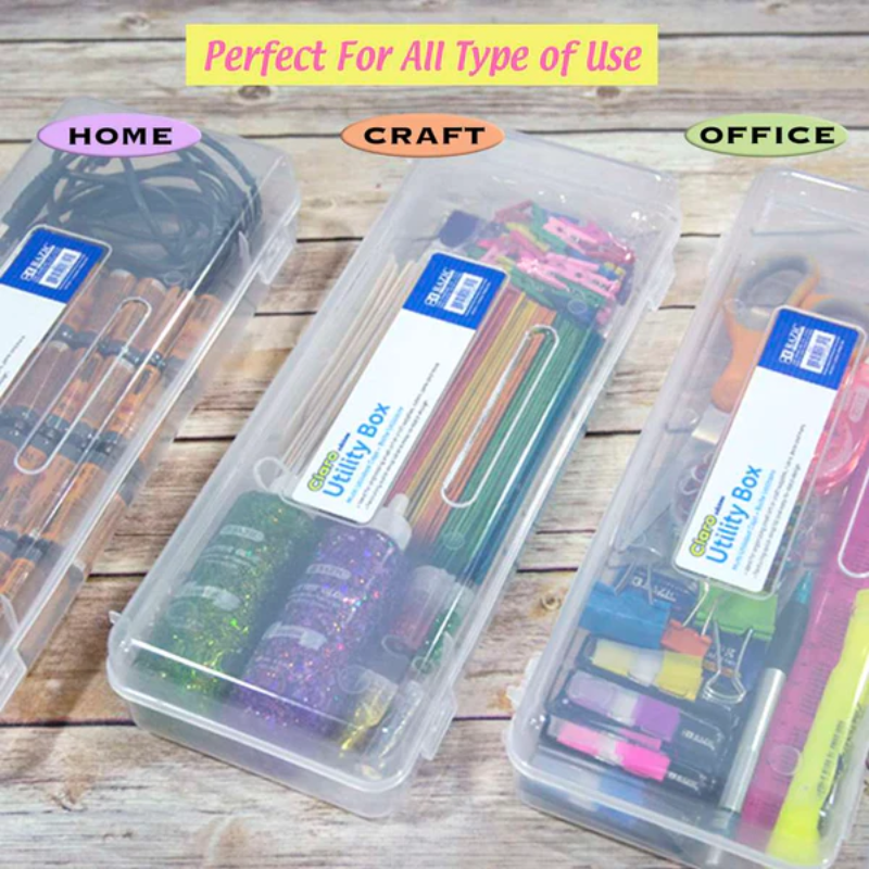 BAZIC Clear Ruler Length Multipurpose Utility Box / Pencil Case