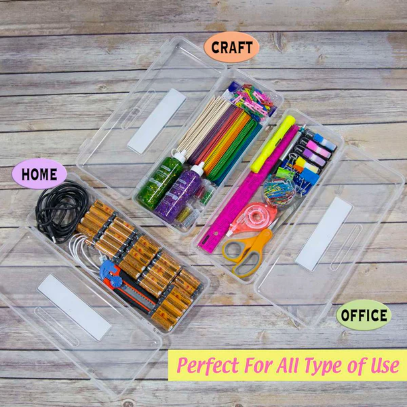 BAZIC Clear Ruler Length Multipurpose Utility Box / Pencil Case