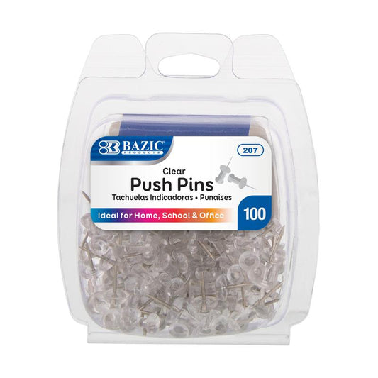 BAZIC Clear Transparent Push Pins (100/Pack)