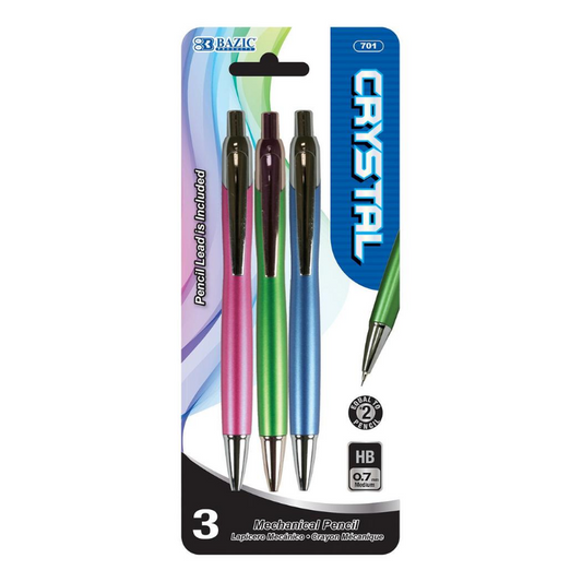 BAZIC Crystal 0.7mm Mechanical Pencil (3/Pack)