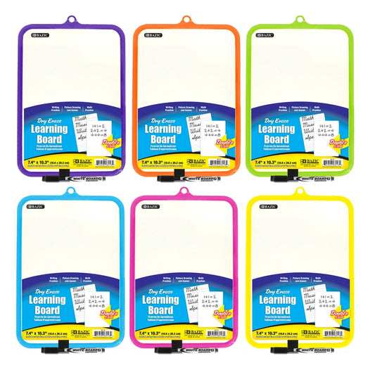 BAZIC 7.4" X 10.3" Double Sided Dry Erase Learning Board w/ Marker