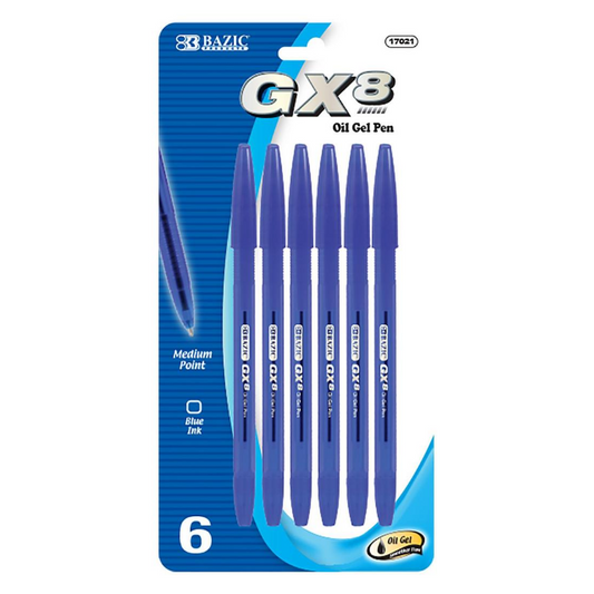 BAZIC GX-8 Blue Oil-Gel Ink Pen (6/Pack)