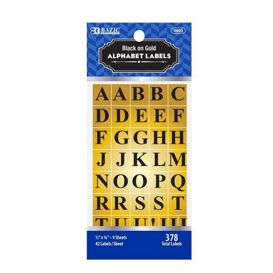 BAZIC Gold Foil Alphabet Label (378/Pack)