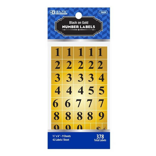 BAZIC Gold Foil Number Label (378/Pack)