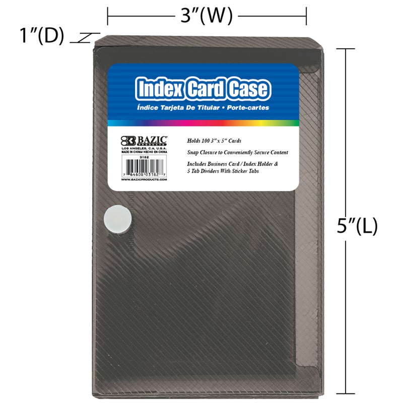 BAZIC 3" x 5" Index Card Case with 5-Tab Divider