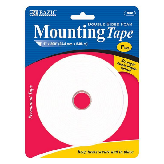 BAZIC 1" X 200" Double Sided Foam Mounting Tape