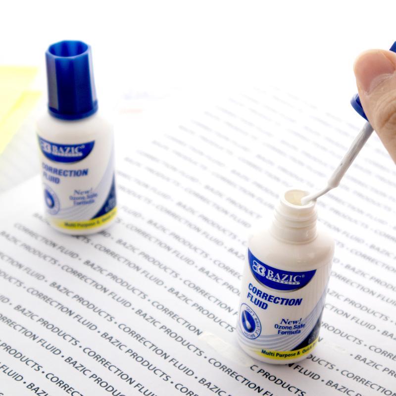 BAZIC Metal Tip Correction Pen & Correction Fluid (2/Pack)