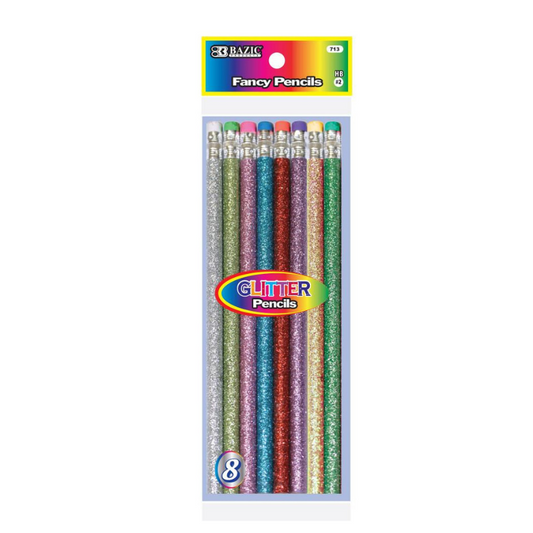 BAZIC Metallic Glitter Wood Pencil w/ Eraser (8/Pack)
