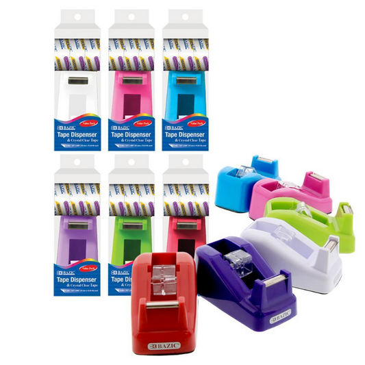 BAZIC Mini 1" Core Desktop Tape Dispenser w/ (3) 3/4" x 600" Tape Refill