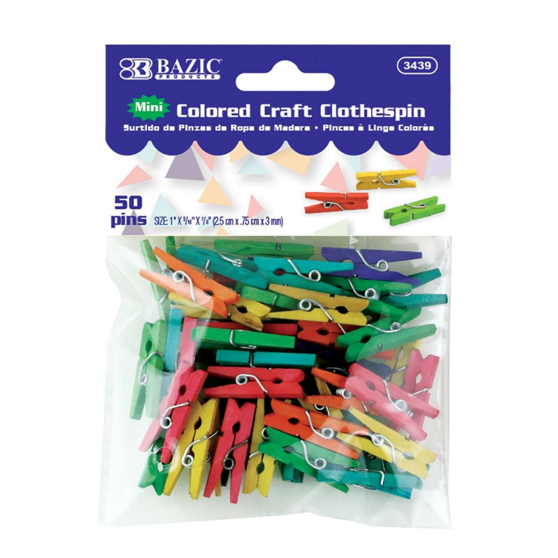 BAZIC Mini Coloured Clothes Pin (50/Pack)