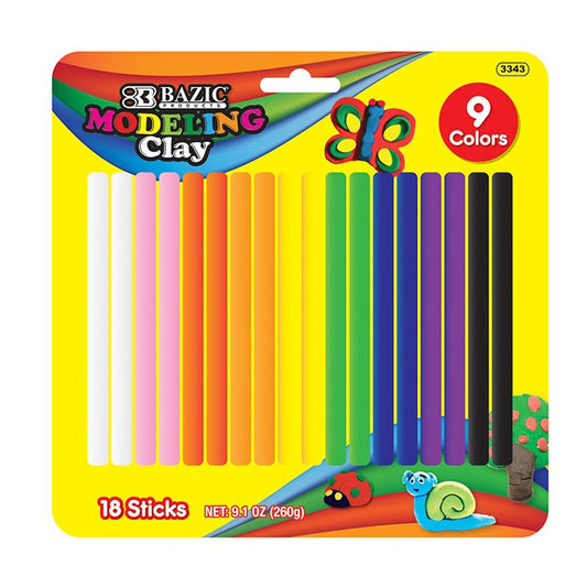 BAZIC 260g Modeling Clay Sticks (9 Colours/Pack)