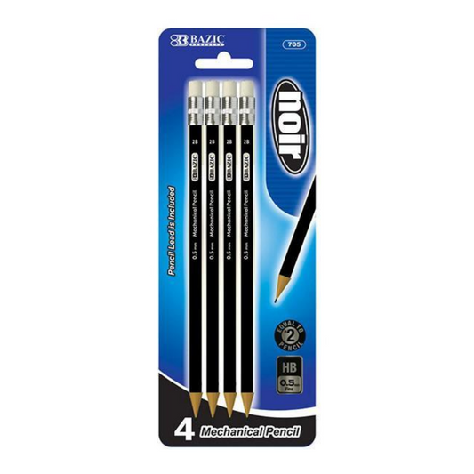 BAZIC Noir 0.5 mm Mechanical Pencil (4/Pack)