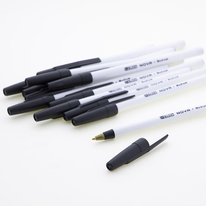 BAZIC Nova Black Colour Stick Pen (12/Box)