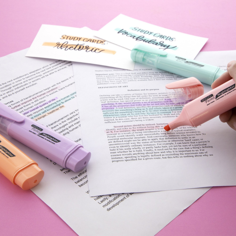BAZIC Pastel Highlighters w/ Pocket Clip (4/Pack)