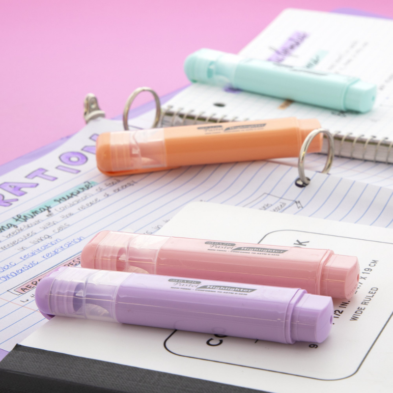 BAZIC Pastel Highlighters w/ Pocket Clip (4/Pack)