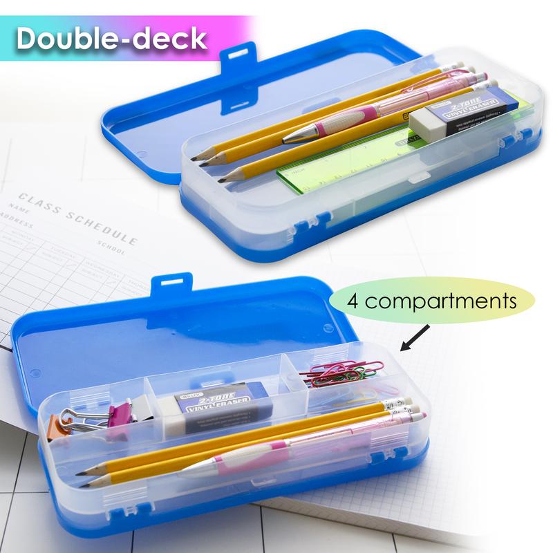 BAZIC 8" Double Deck Plastic Utility Box / Pencil Case