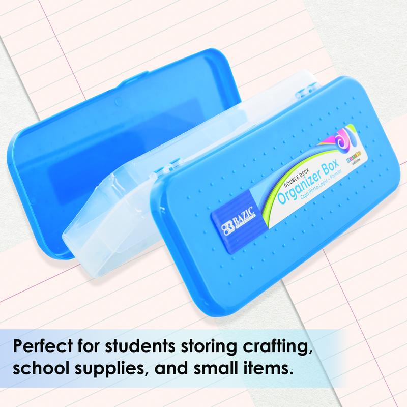 BAZIC 8" Double Deck Plastic Utility Box / Pencil Case