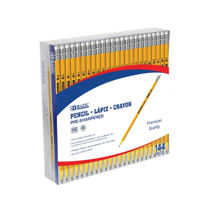 BAZIC #2 HB Pre-Sharpened Premium Pencil (144/Pack)