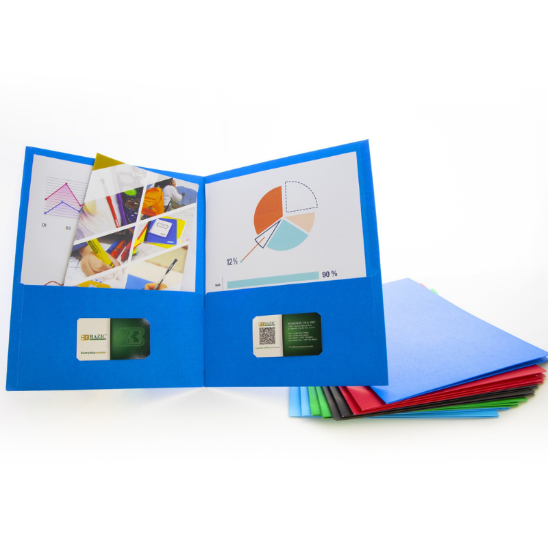 BAZIC Premium Assorted Colour 2-Pocket Portfolio