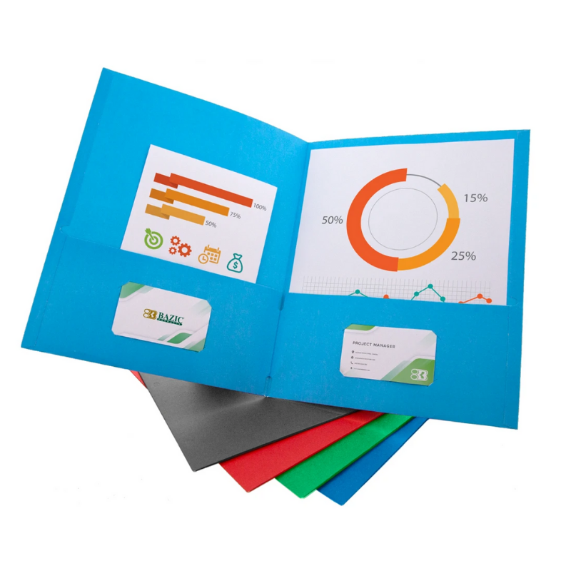 BAZIC Premium Assorted Colour 2-Pocket Portfolio