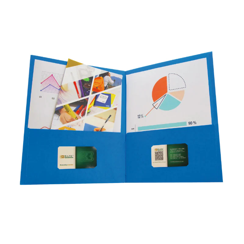BAZIC Premium Color 2-Pockets Portfolios - Pack of 25